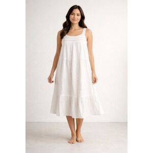 Universal Thread White Tiered Midi Dress Crochet Lace Cotton Sleeveless NEW L
